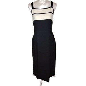 Helene Blake Y2K 90s Long Black sheath dress with Ivory color block top. 11/12